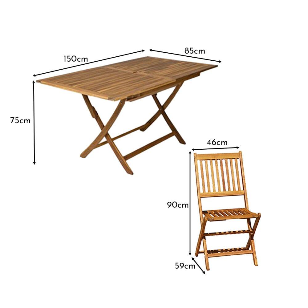 Ashby 6 Seater Wooden Rectangular Garden Dining Set with Grey Parasol - 150cm - Laura James