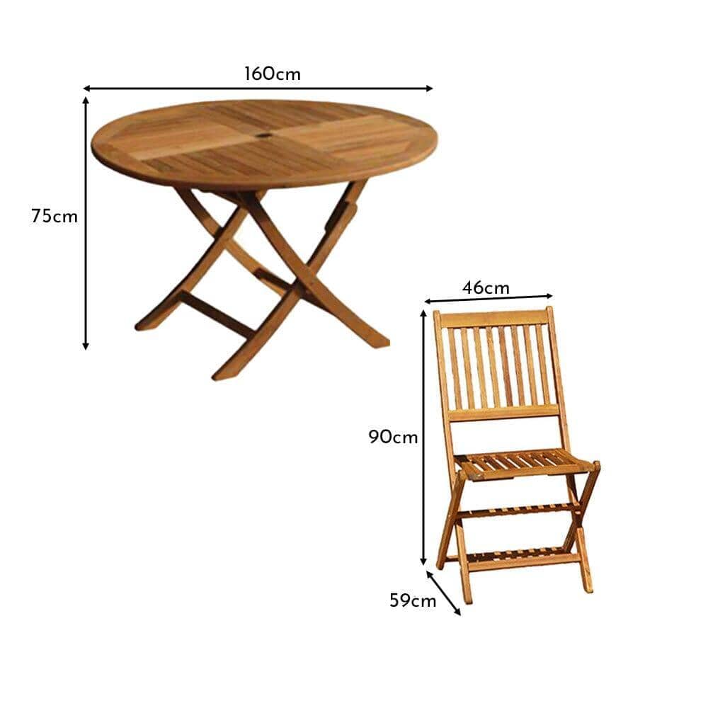 Ashby 8 Seater Wooden Round Garden Dining Set - 160cm