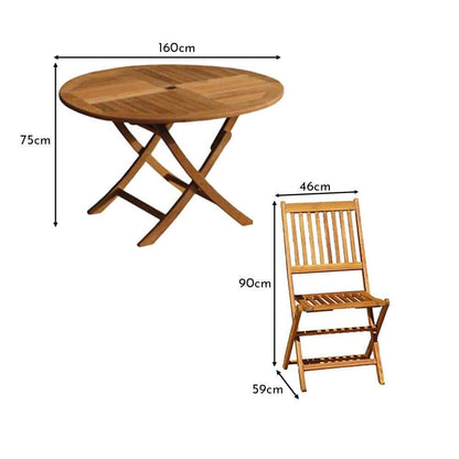 Ashby 8 Seater Wooden Round Garden Dining Set - 160cm