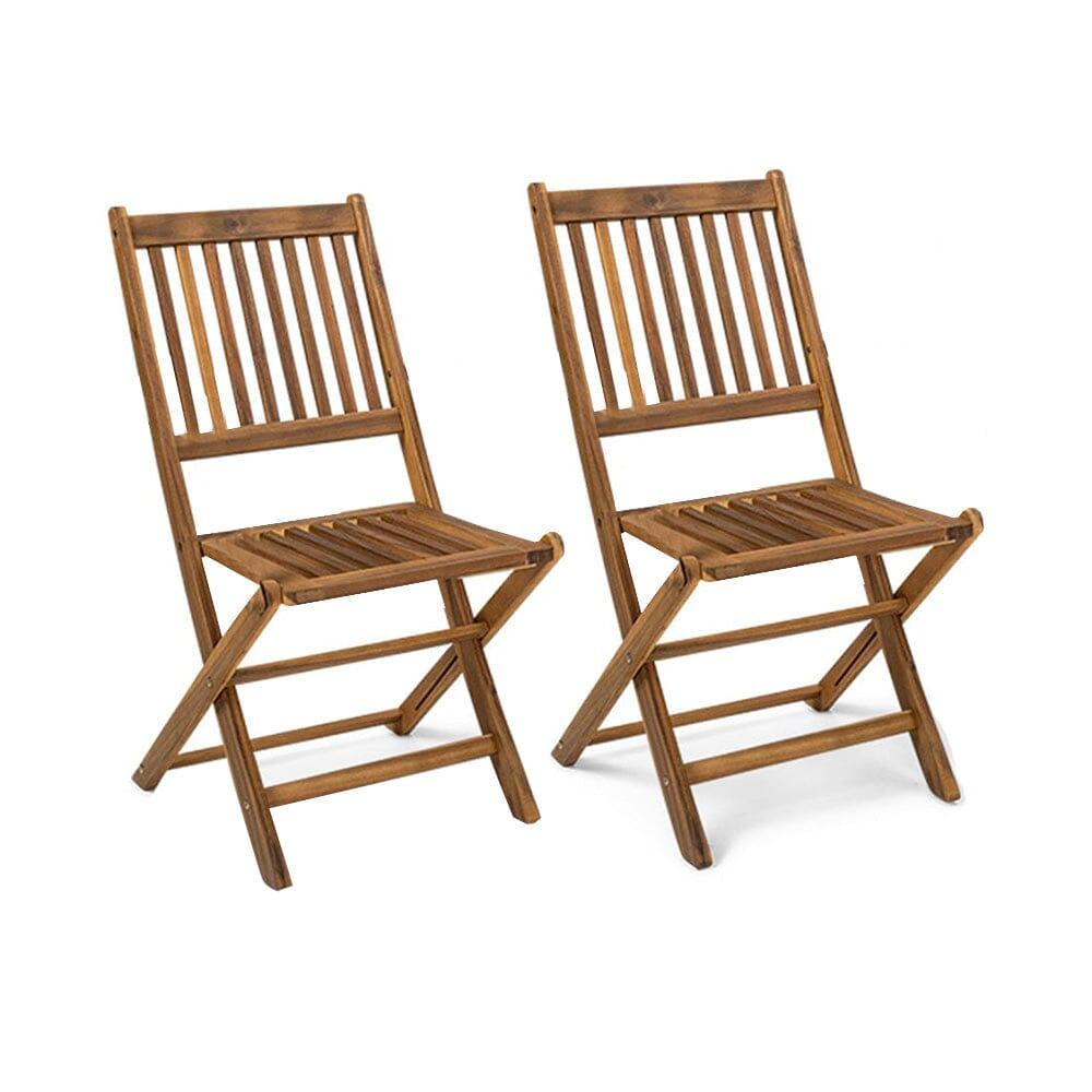 Ashby Wooden Armless Garden Folding Chairs - Set of 2 - Laura James