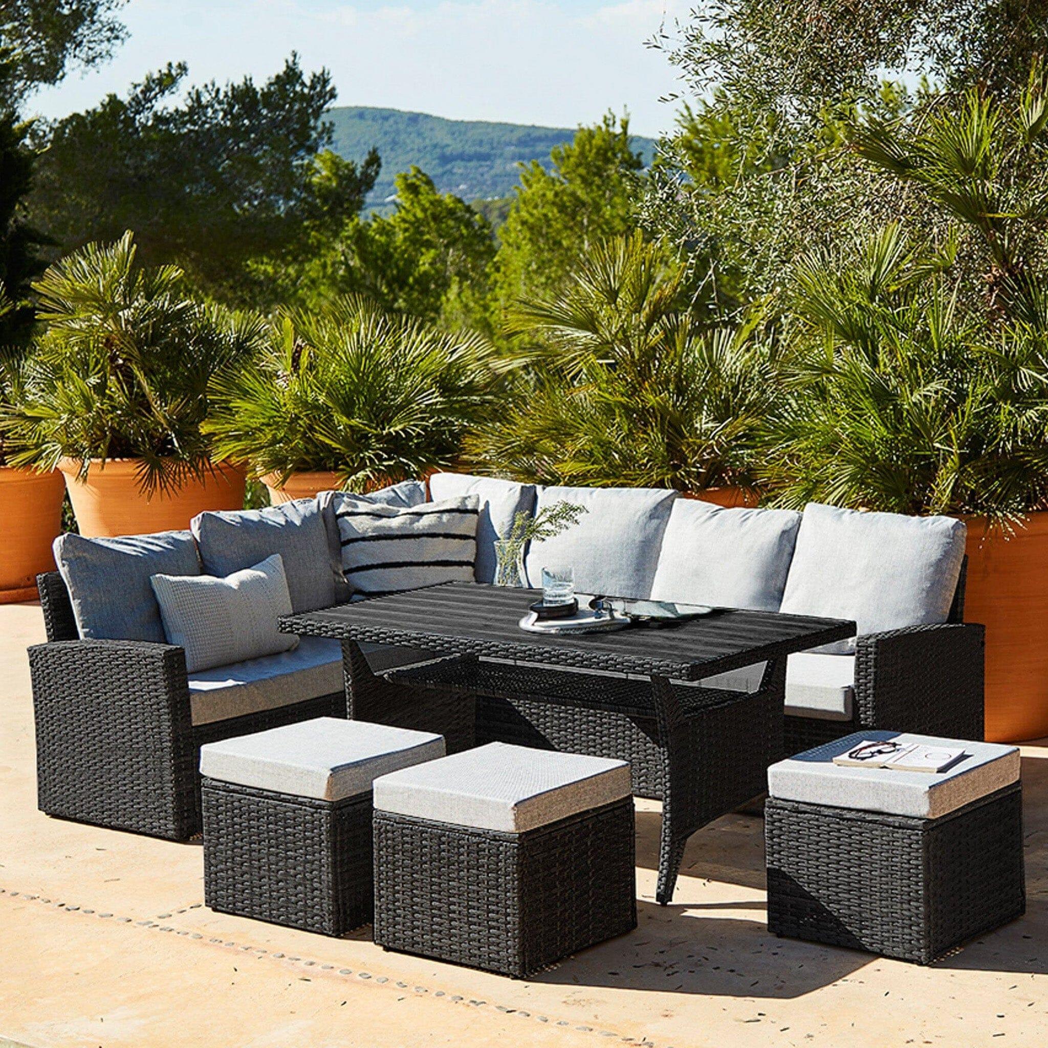 Outdoor sofa with dining table sale