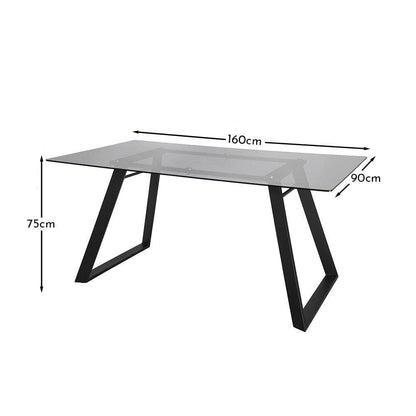 Atlas Smoked Glass Dining Table with Metal Legs