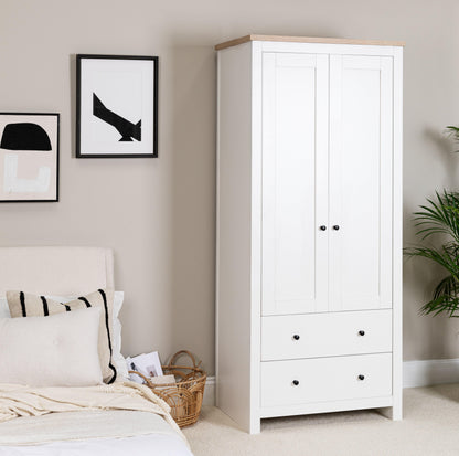 Bampton 2 Door Tall Wardrobe - Alabaster White - Laura James