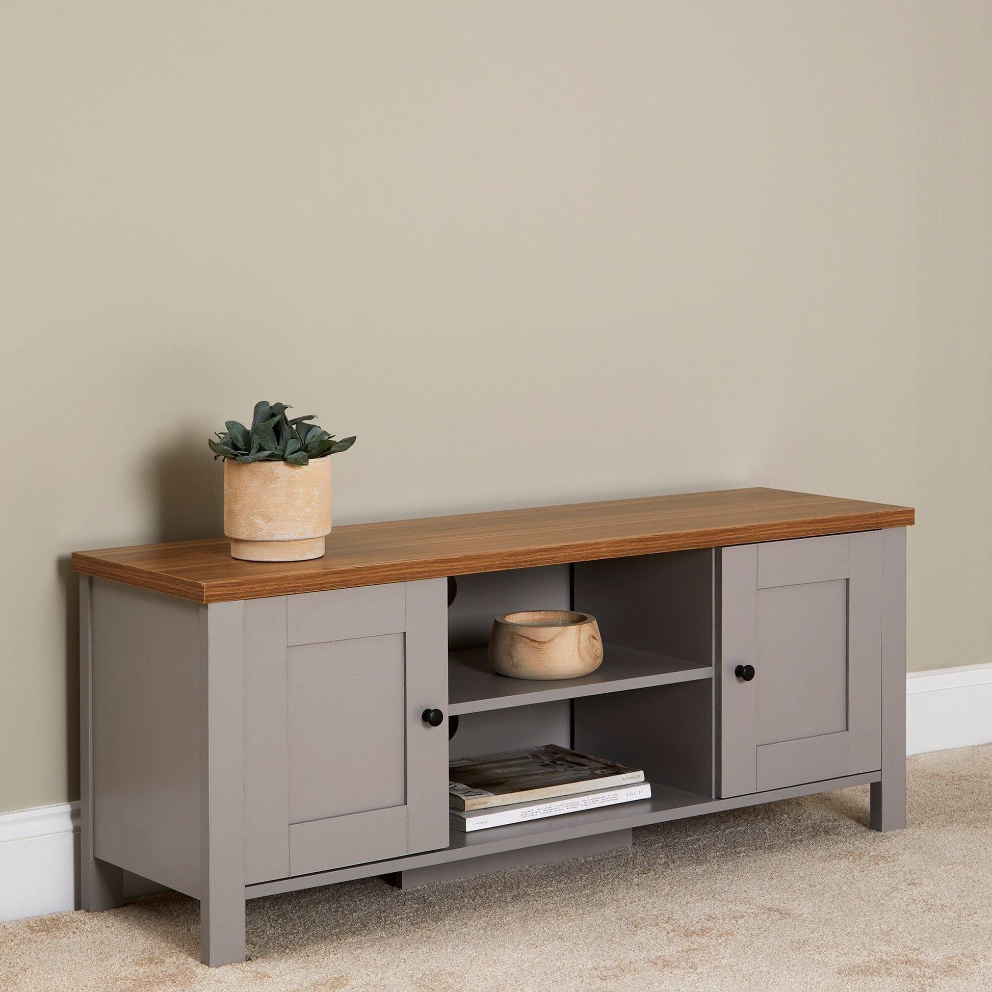 Bampton 2 Door TV Unit - Stone Grey - Laura James