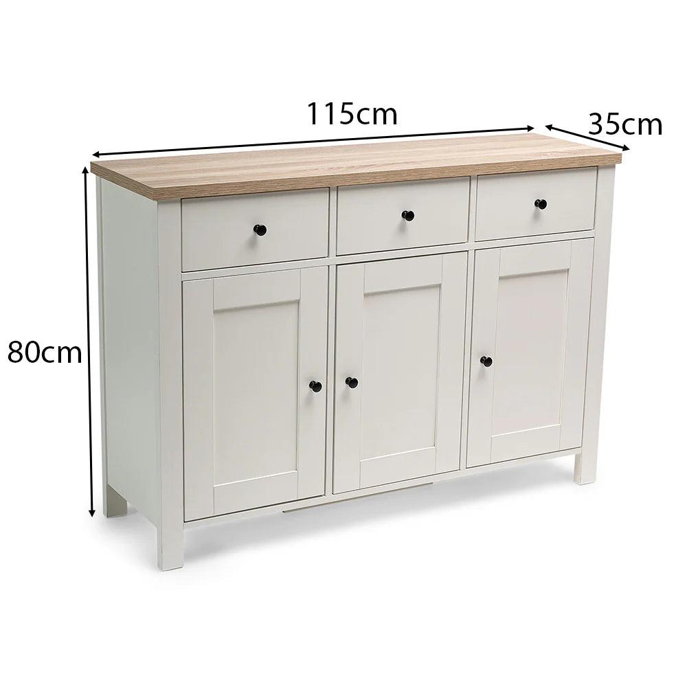 Bampton 3 Door Sideboard - Alabaster White - Laura James