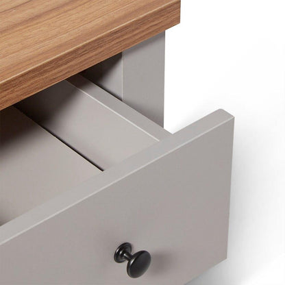 Bampton Stone Grey Bedside Table - 3 Drawer - Laura James