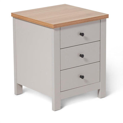 Bampton Stone Grey Bedside Table - 3 Drawer - Laura James