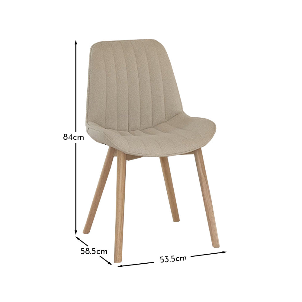 Bella Dining Chair Set of 2 - Light Beige Boucle with Whitewash Oak Legs