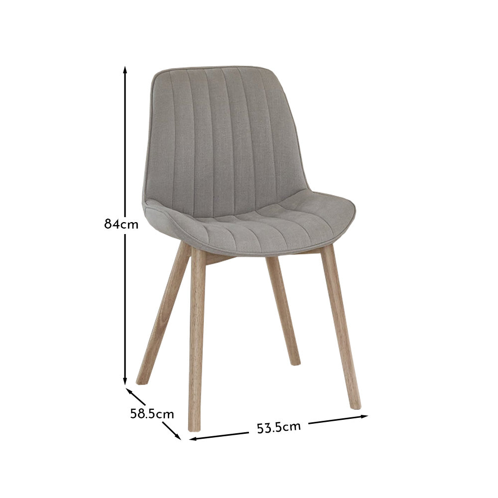 Bella Dining Chair - Cloud Grey with Whitewash Oak Legs