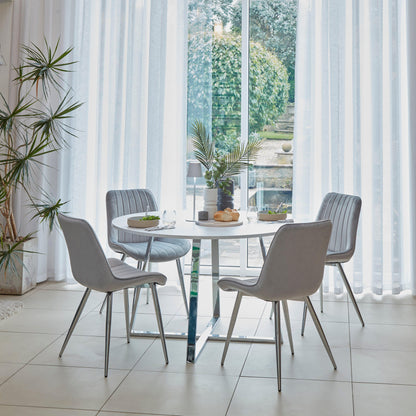 Bella grey velvet dining chairs with chrome legs - set of 2 - Laura James