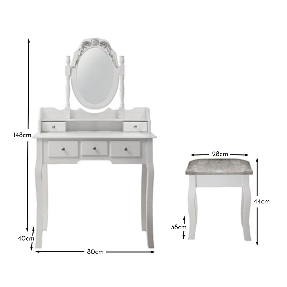 Capri White Dressing Table, Stool & Mirror Set - Laura James