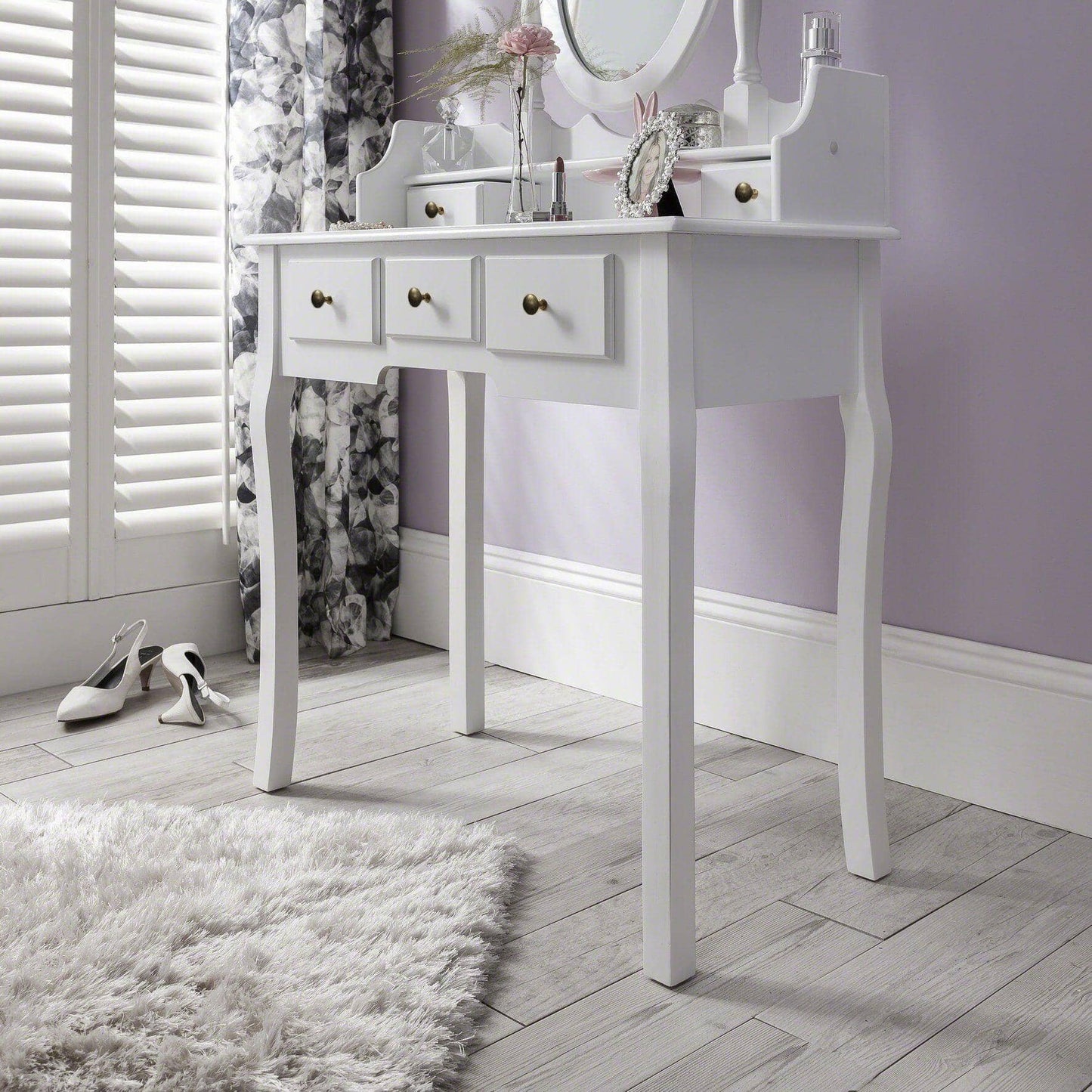 Capri White Dressing Table, Stool & Mirror Set - Laura James