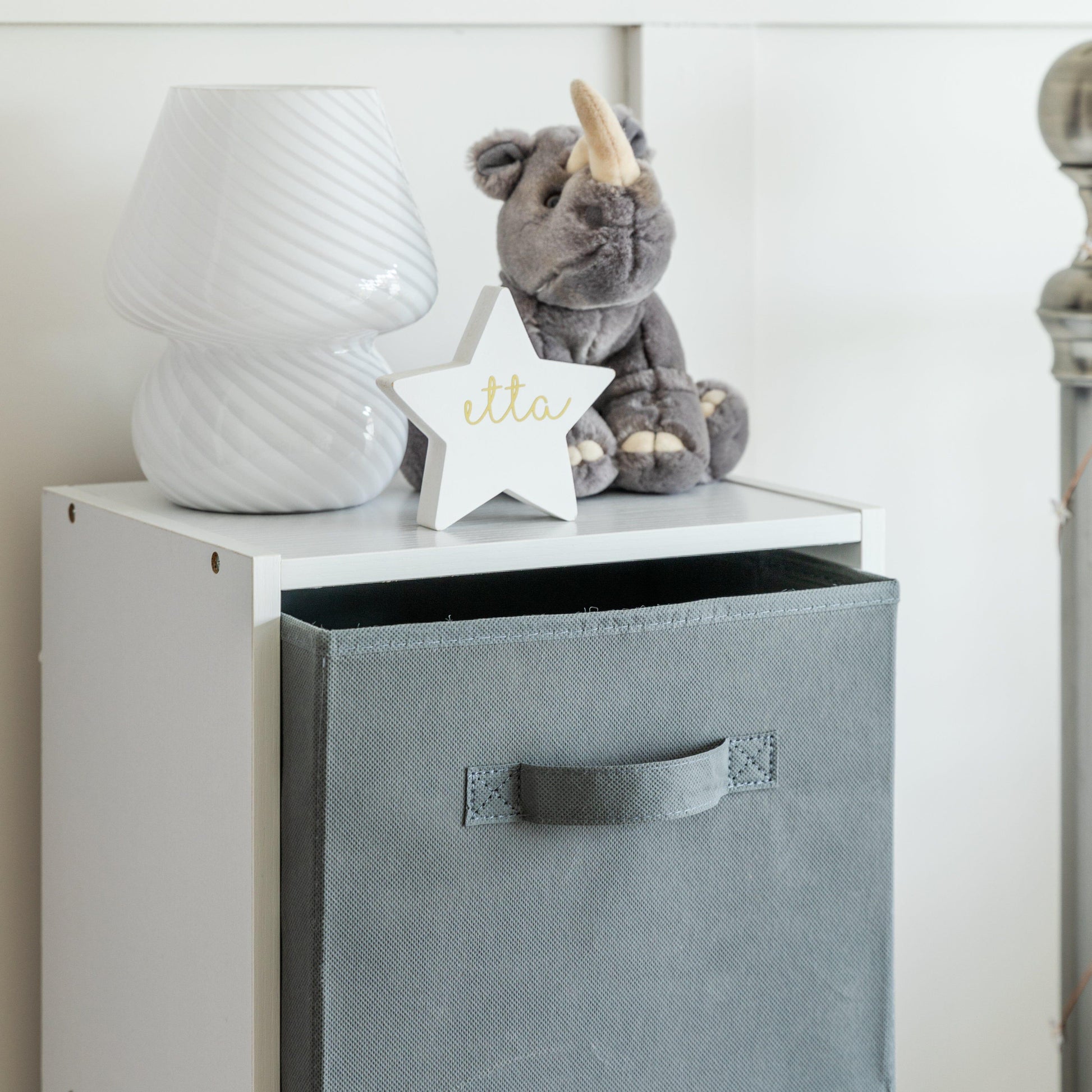 Cara fabric cube storage box - large - grey - Laura James