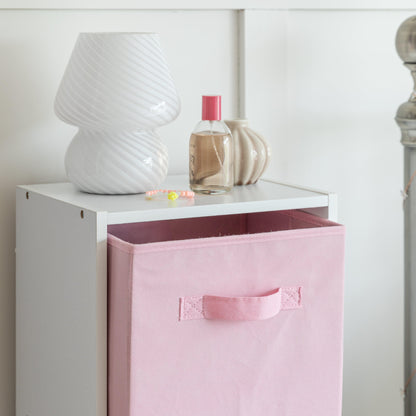 Cara fabric cube storage box - large - pink - Laura James