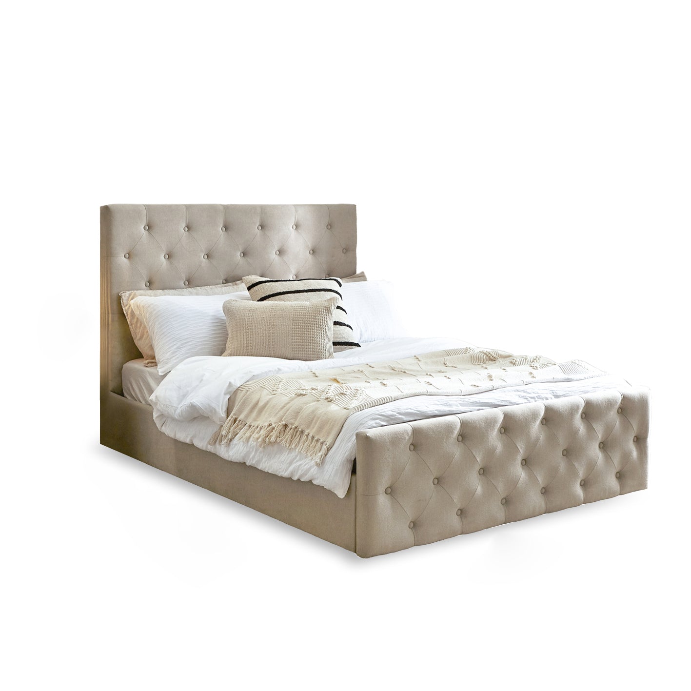 Cavill Soft Beige Fabric Double Bed