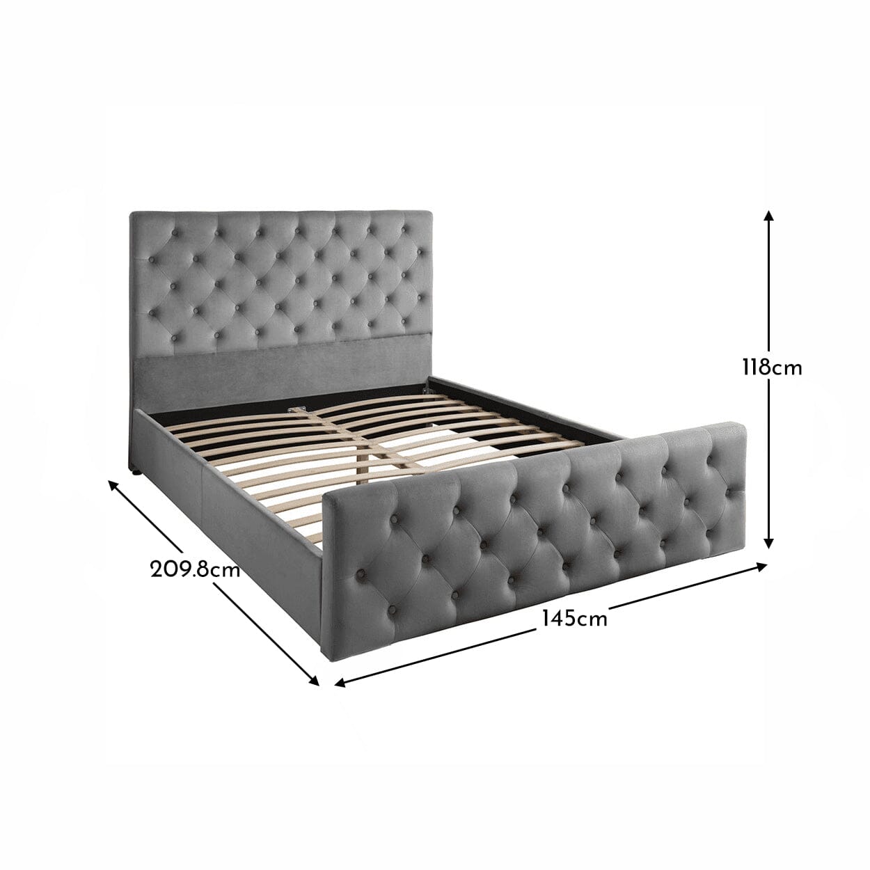 Cavill Grey Fabric Bed Frame Upholstered Double