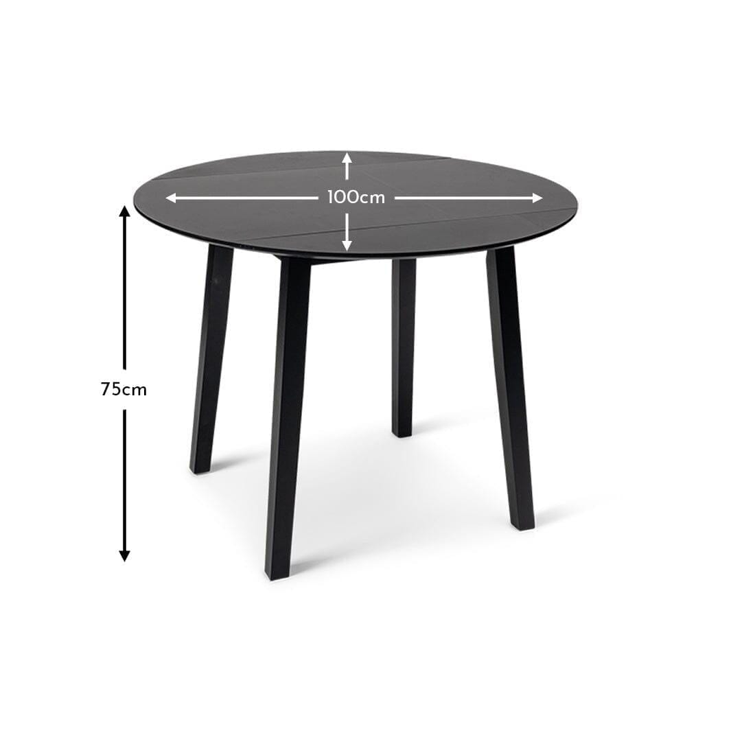 Charlie Black Round Dining Table - Drop Leaf