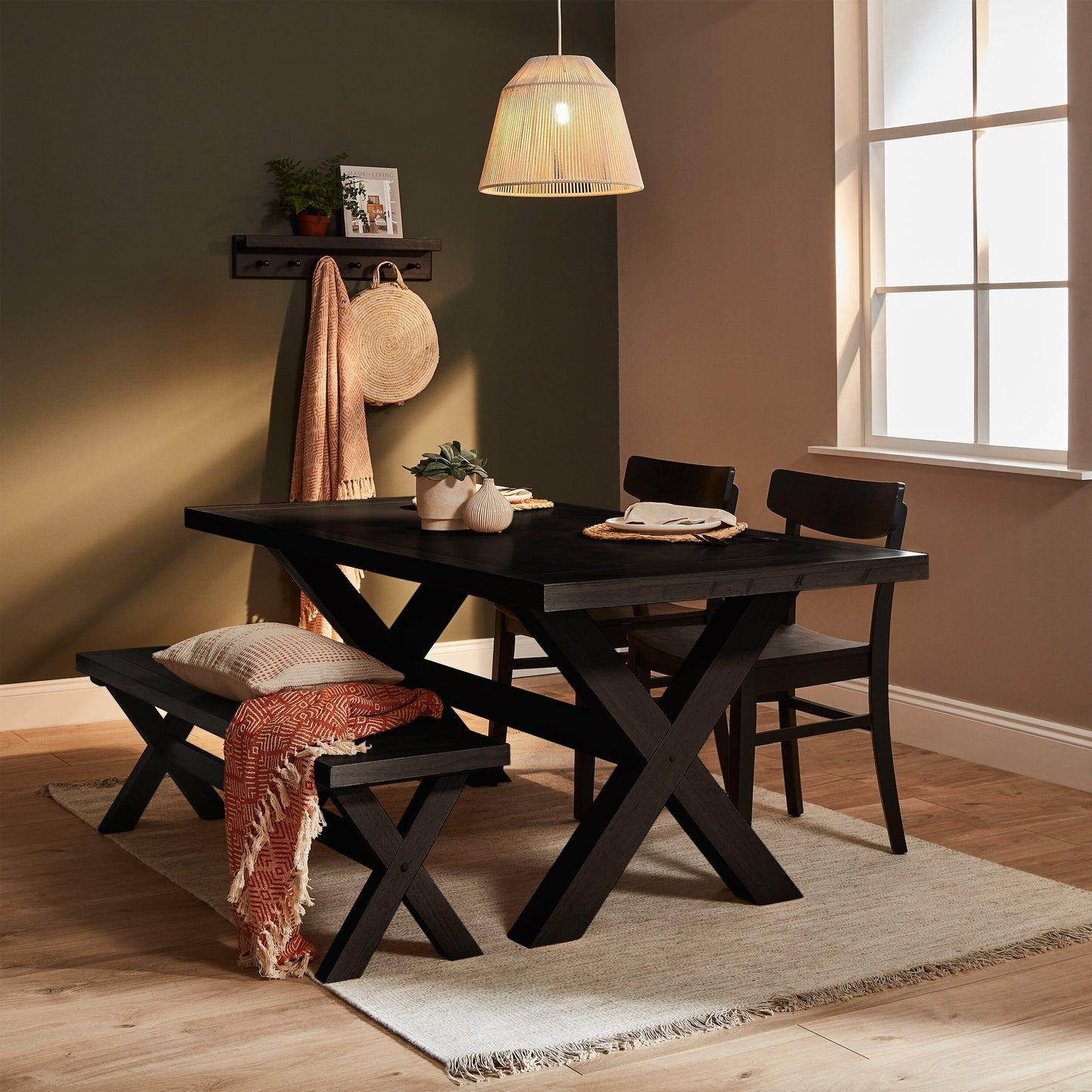 Charlotte Black Cross Leg Dining Table - Laura James