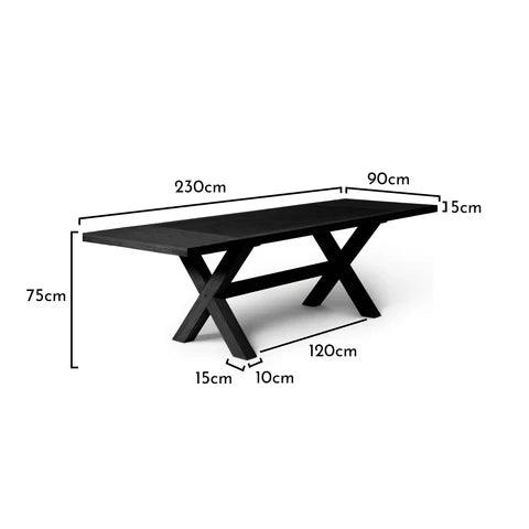 Charlotte Black Cross Leg Extendable Dining Table - Laura James