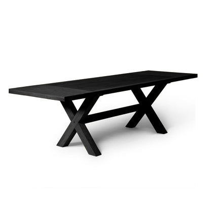 Charlotte Black Oak Extending Dining Table with 2 Black Oak Dining Benches - Laura James