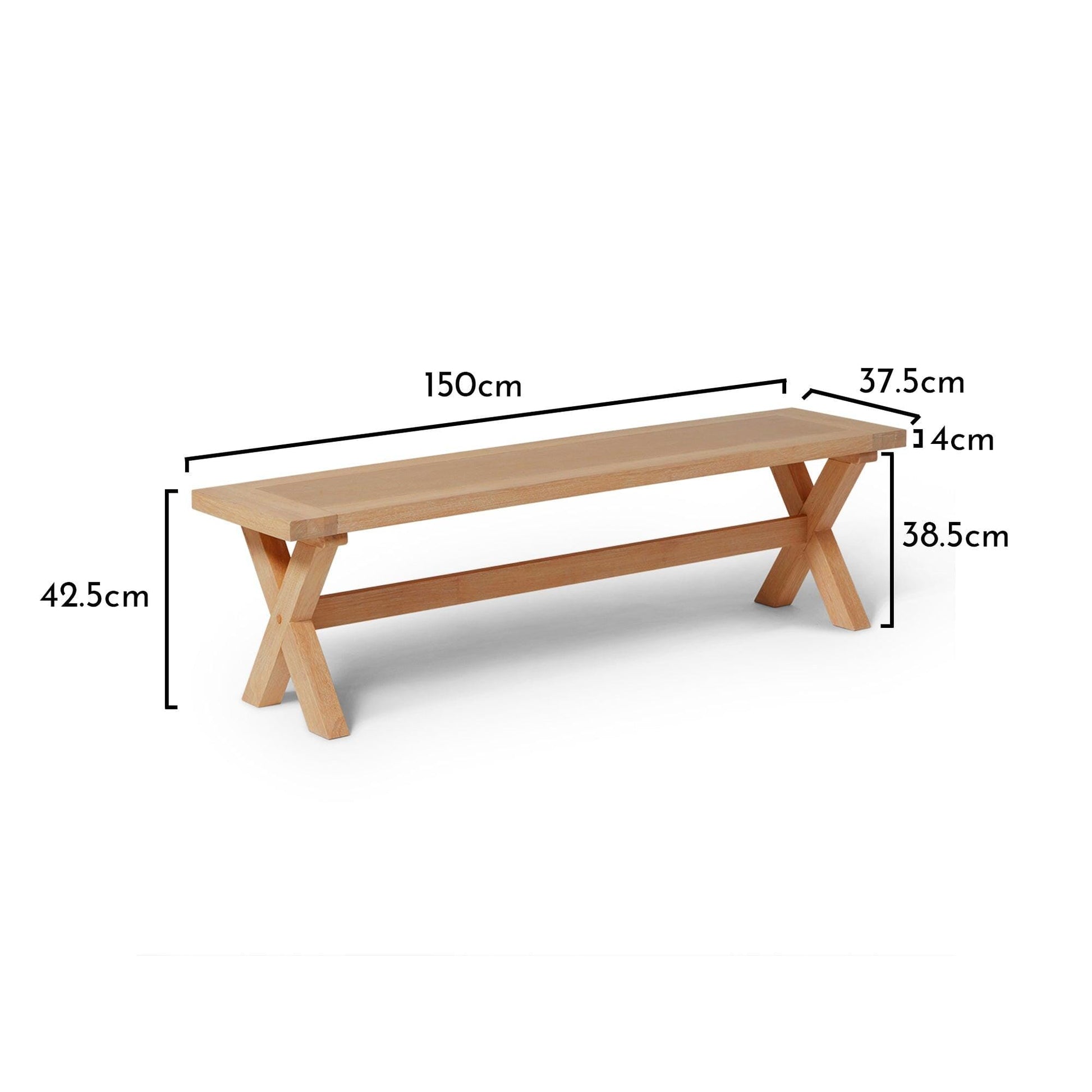 Charlotte Pale Oak Cross Leg Bench - Laura James