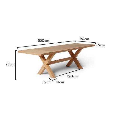 Charlotte Pale Oak Cross Leg Extendable Dining Table - Laura James