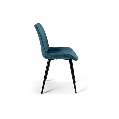 Clara Marble Dining Table Set - 4 Seater - Bella Teal Dining Chairs with Black Legs - Laura James