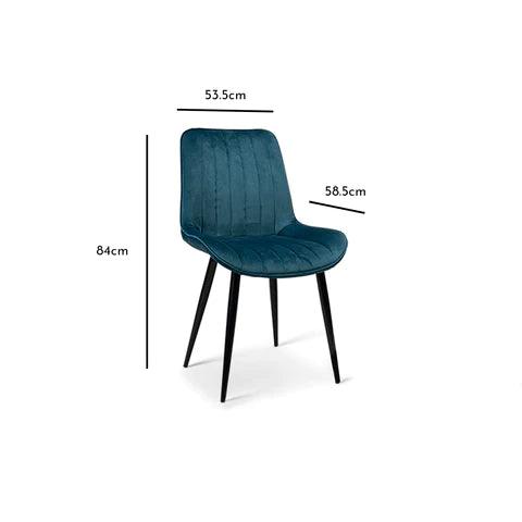 Clara Marble Dining Table Set - 4 Seater - Bella Teal Dining Chairs with Black Legs - Laura James