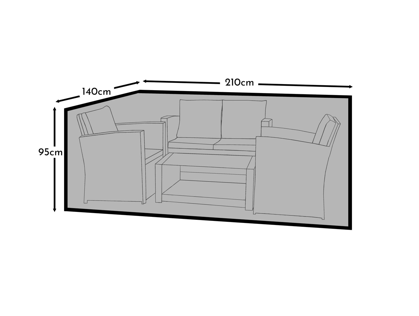 Small Conversation Set Garden Furniture Cover - Harrelson - Eaden - Halston - Cote - Aria - Indra - Wick & Rowan Sets