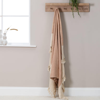 Crofton Blush Pink Cotton Herringbone Throw