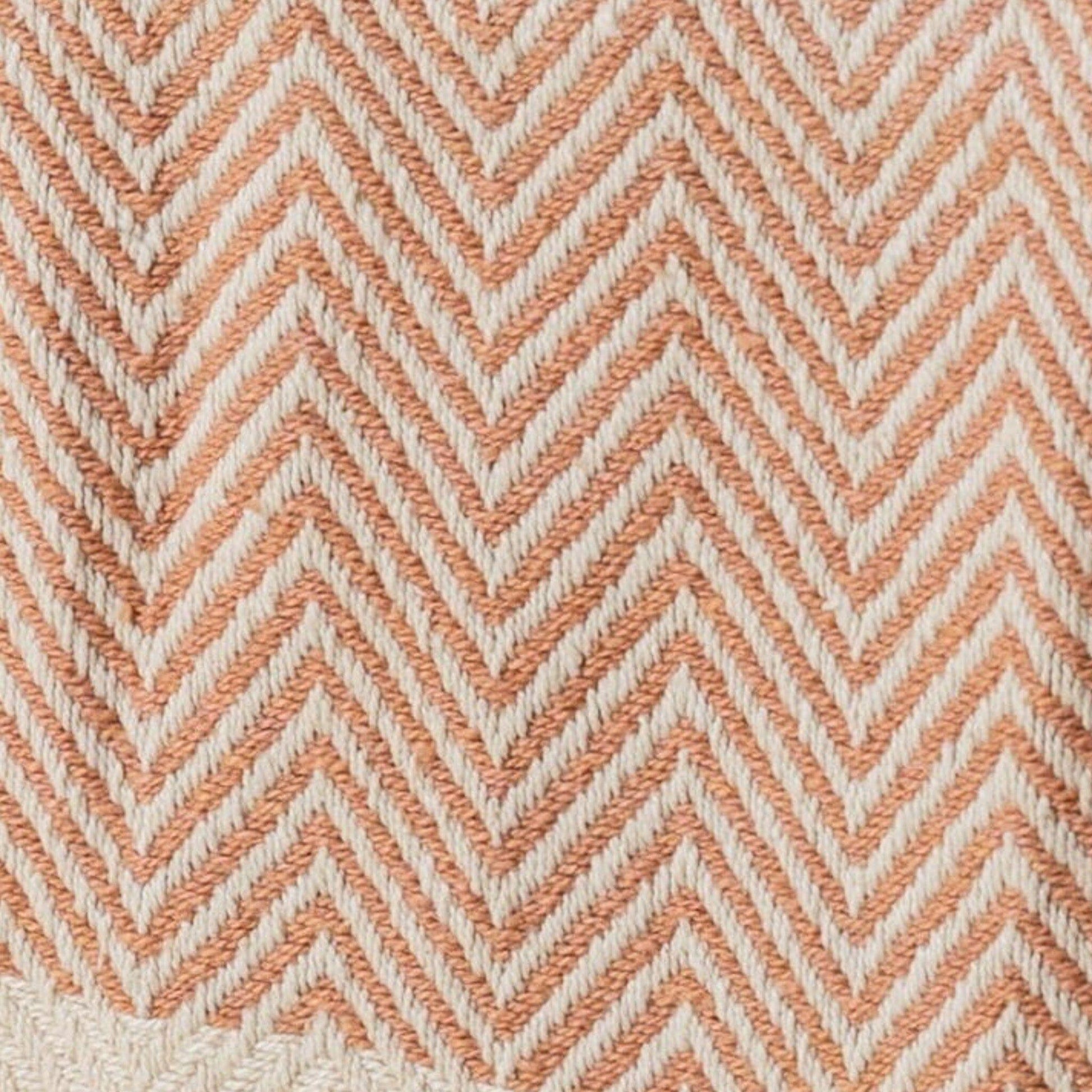 Crofton Cotton Herringbone Throw - Blush Pink