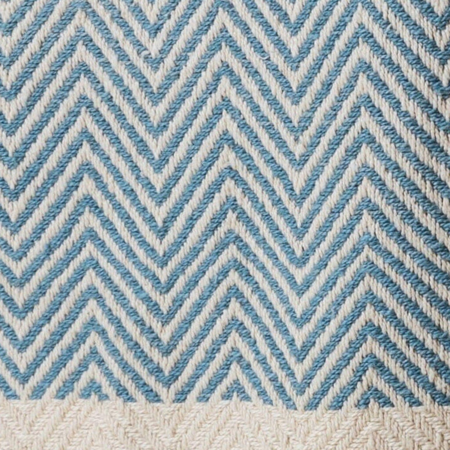 Crofton Cotton Herringbone Throw - Horizon Blue