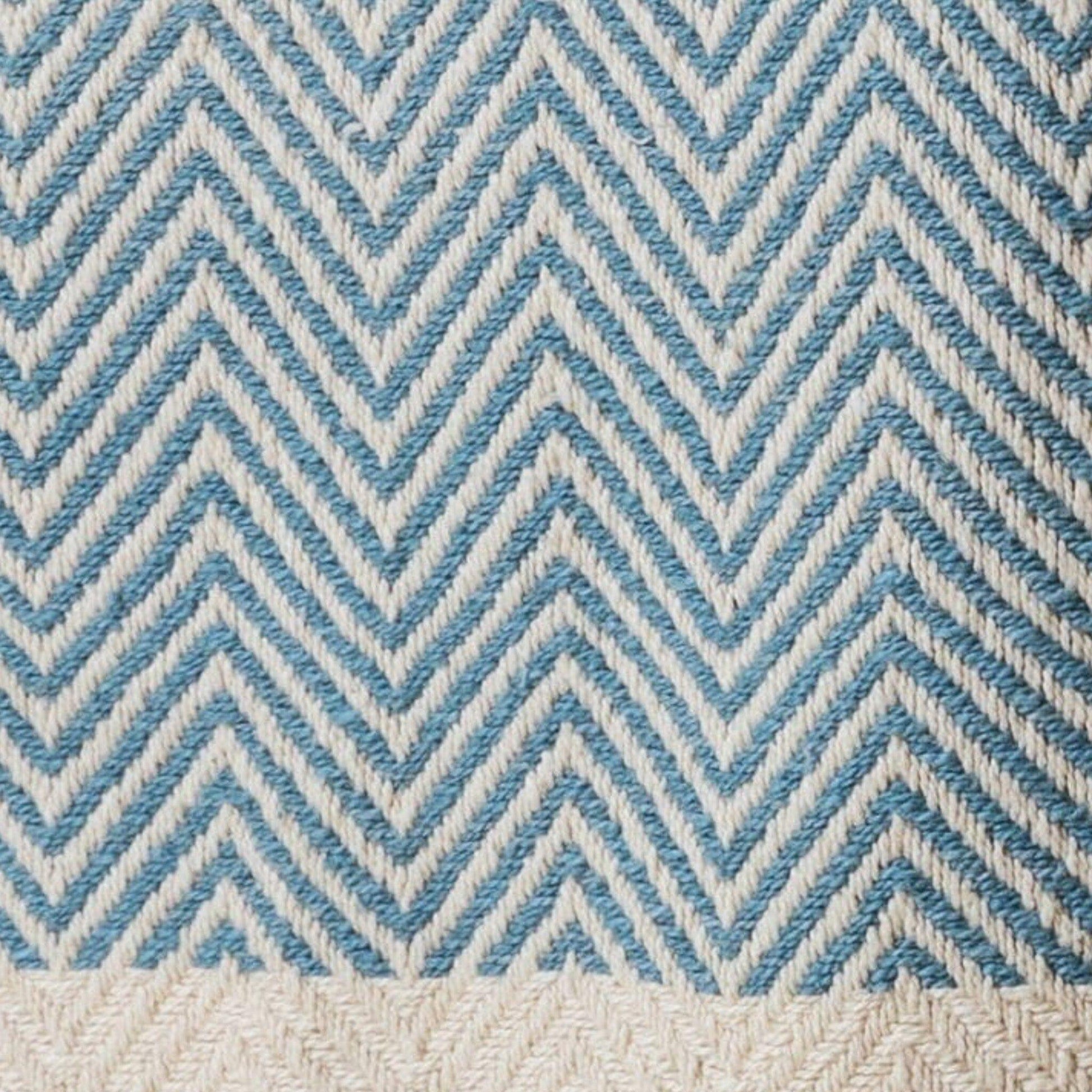 Crofton Cotton Herringbone Throw - Horizon Blue