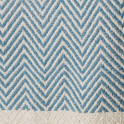 Crofton Cotton Herringbone Throw - Horizon Blue