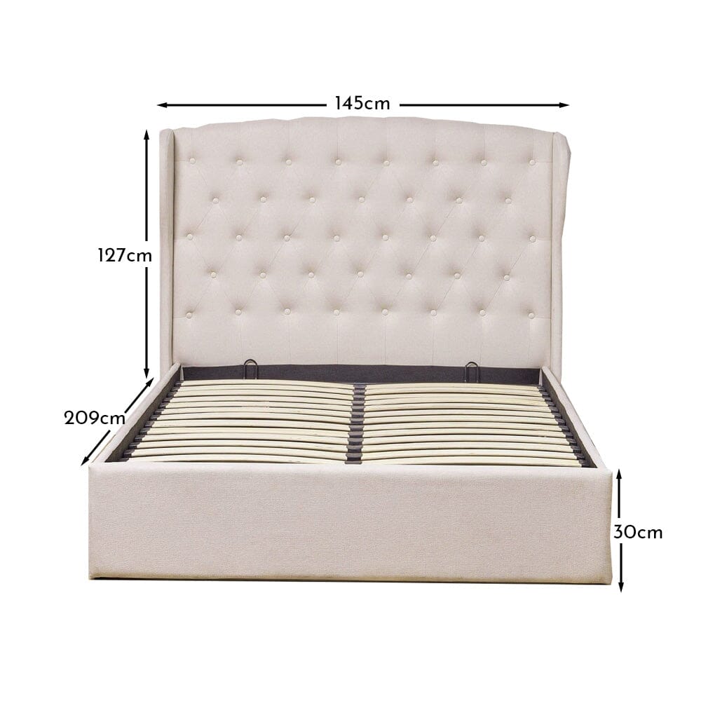 Daisy Double Ottoman Bed - Oatmeal