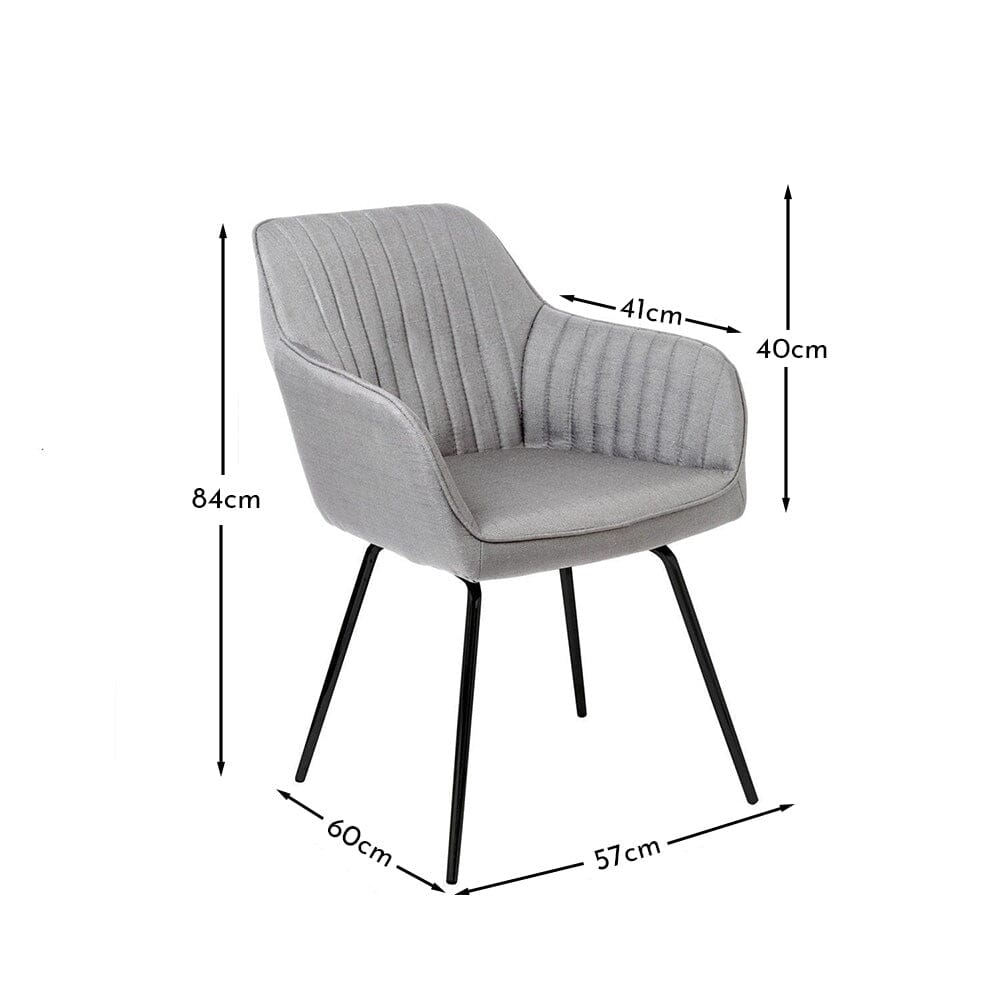 Darcy Swivel Chair - Fabric - Grey & Black