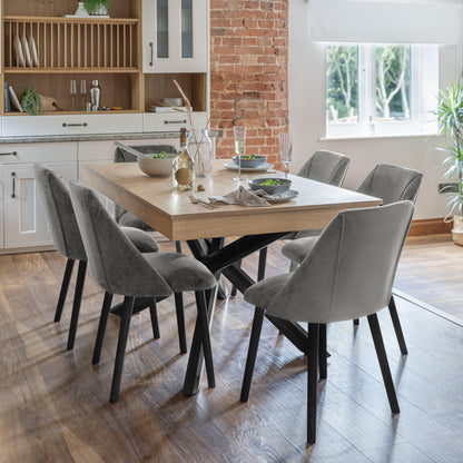 Amelia Black Whitewash Extending dining table 6 seater Freya Grey Black