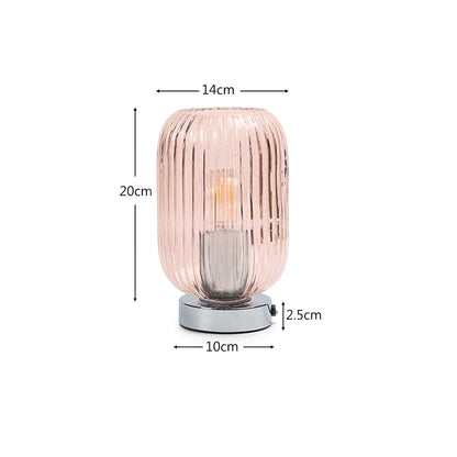 Pink Fluted Glass Table Lamp with Chrome Base - Laura James
