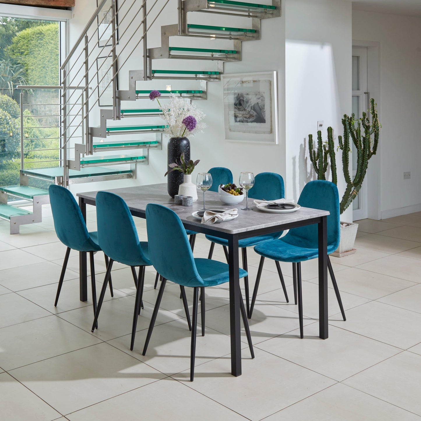 Ellis dining chairs - set of 2 - teal and black - Laura James