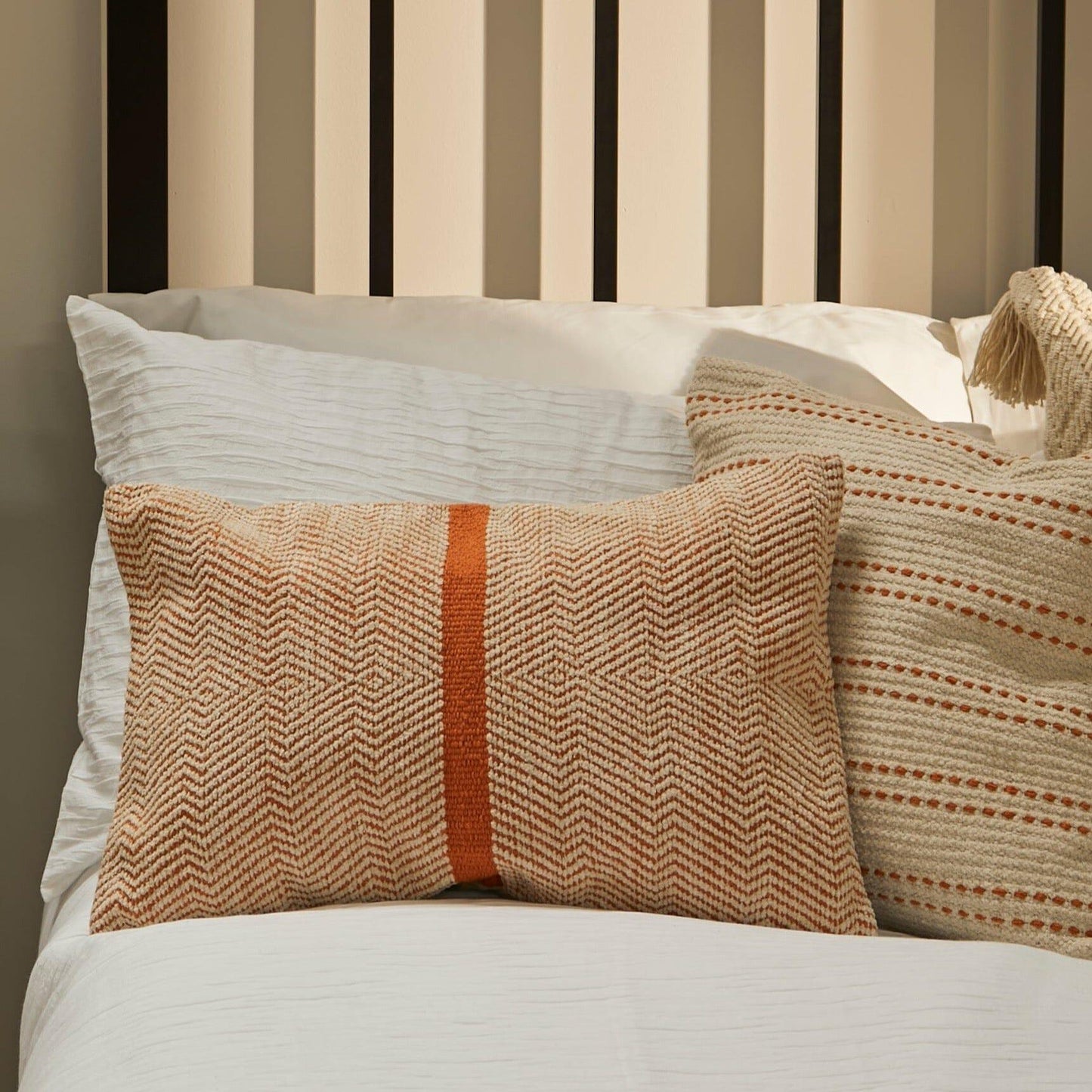 Elston 55x35cm Cotton Zig Zag Cushion Cover - Burnt Orange - Laura James