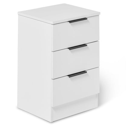 Essie White 3 Drawer Bedside Table - Laura James