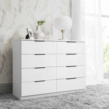 Essie 4 Piece Bedroom Set - 8 Chest of Drawers - Pure White