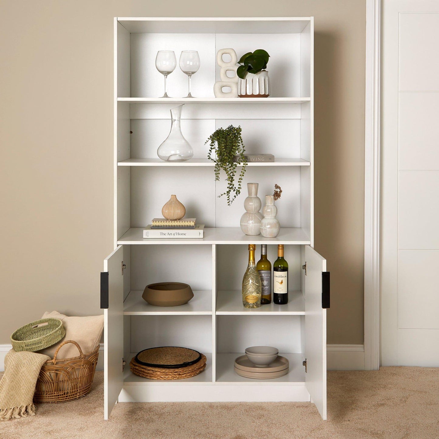 Essie Tall Bookcase - White - Laura James