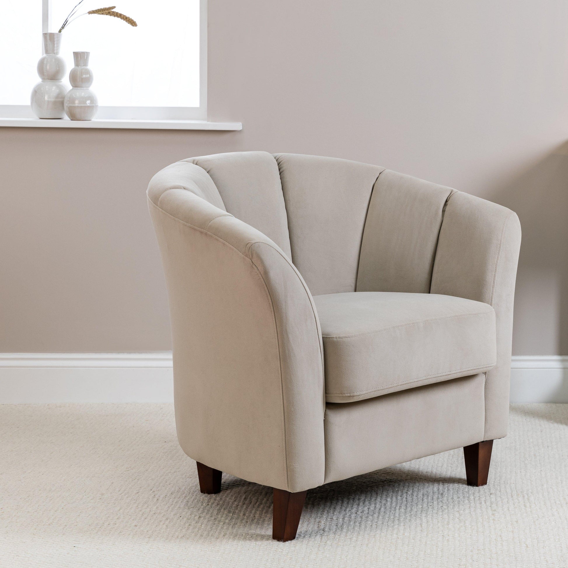 Florence Clay Armchair with Dark Oak Legs - Laura James