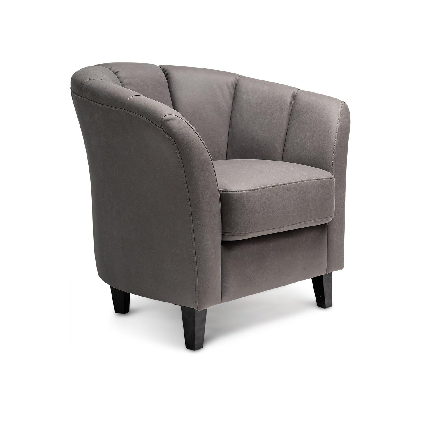 Florence Steel Grey Vegan Leather Armchair with Black Legs - Laura James