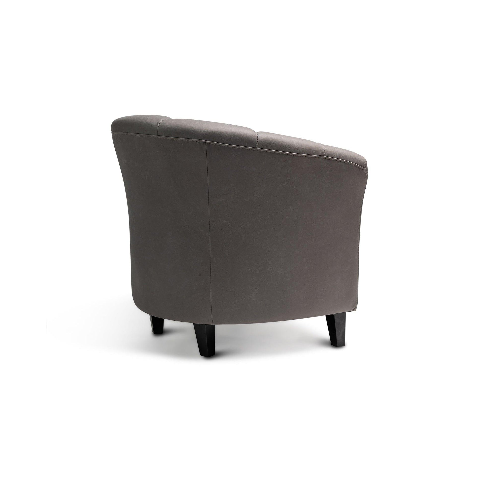 Florence Steel Grey Vegan Leather Armchair with Black Legs - Laura James