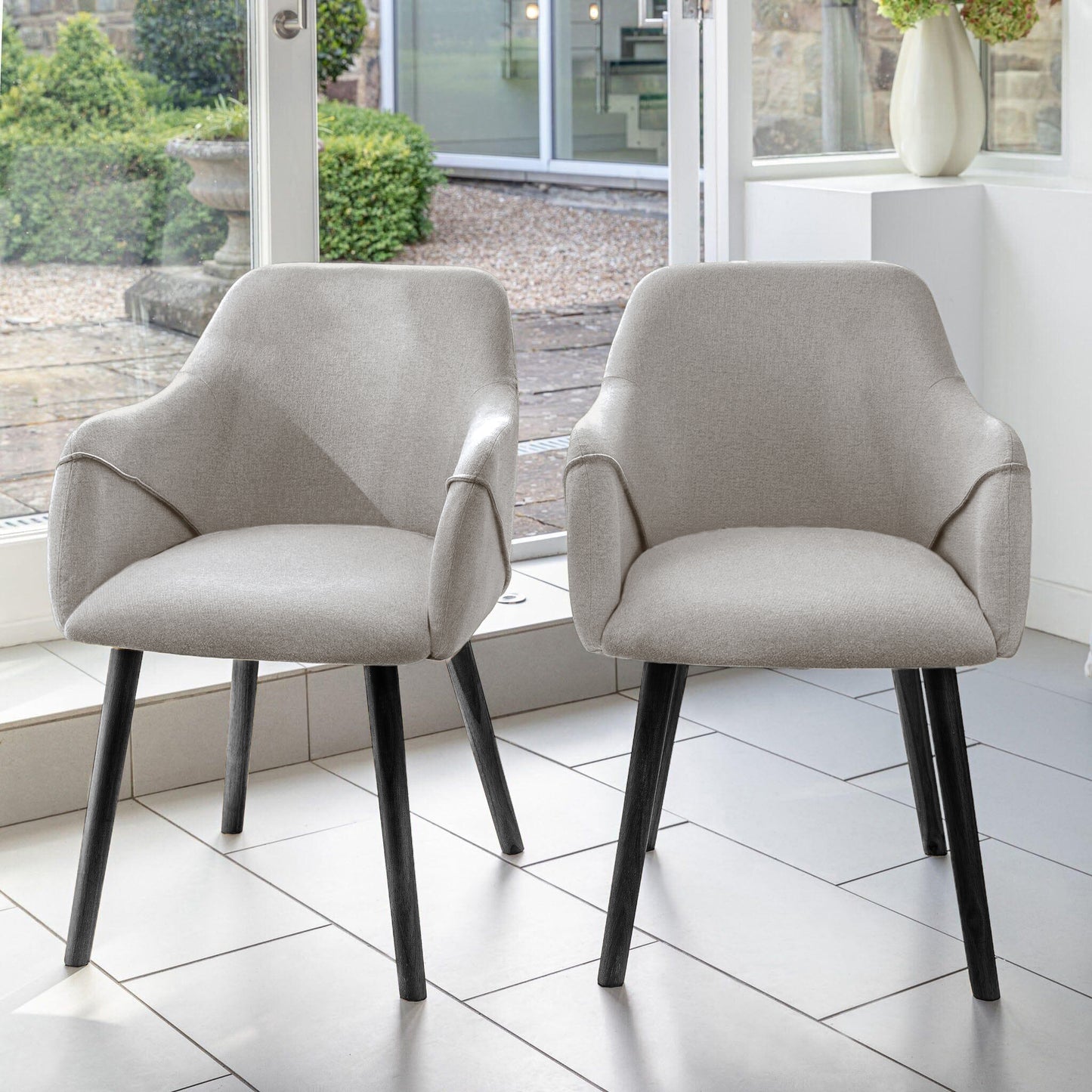 Freya Fossil Armchairs - Set of 2 - Black Oak Legs - Laura James 