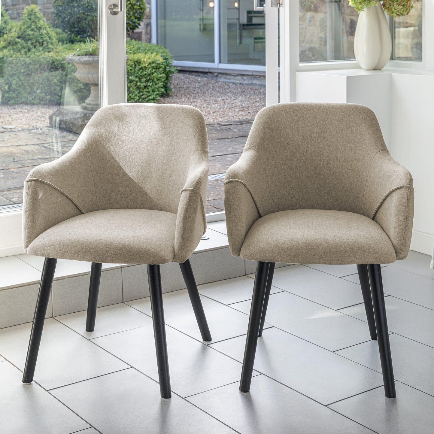 Freya armchairs - set of 2 - oatmeal and black