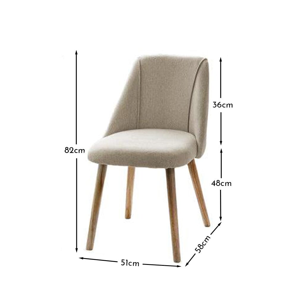 Freya Sand Dining Chairs - Set of 2 - Whitewash Oak Legs