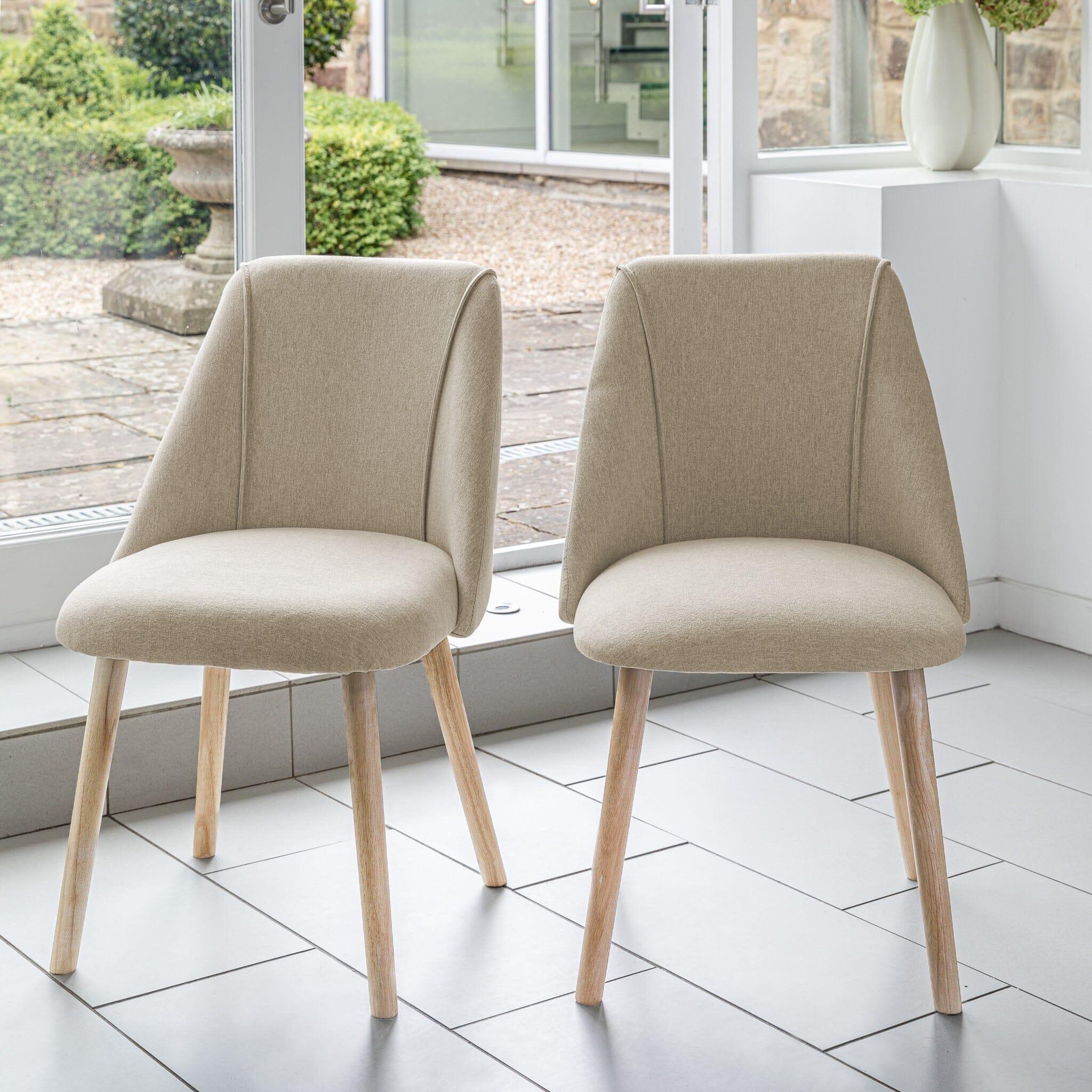 Freya Oatmeal Dining Chairs with Whitewash Oak Wood Legs Laura James